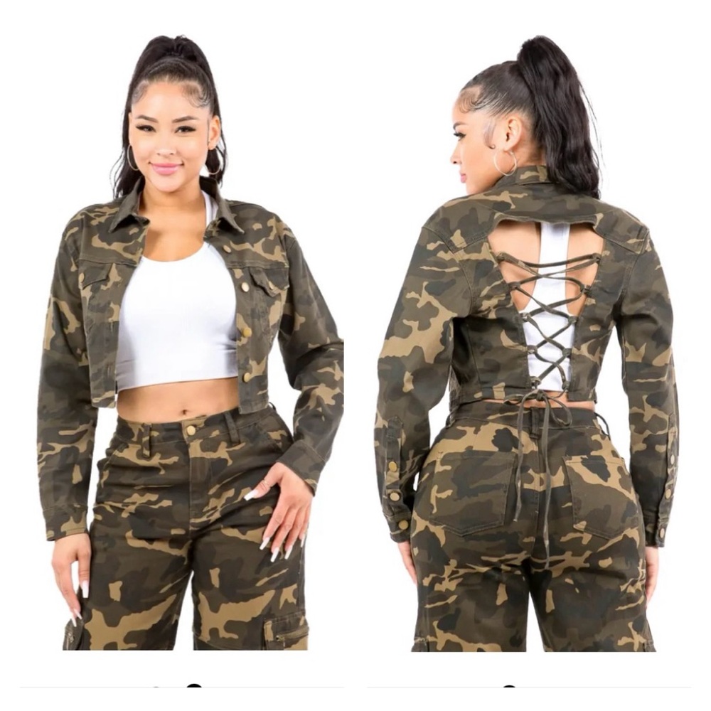American Bazi cropped camo jacket